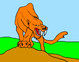 Desenho Tigre com dentes afiados pintado por elisa