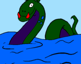 Desenho Monstro do lago nes pintado por cobra da agua