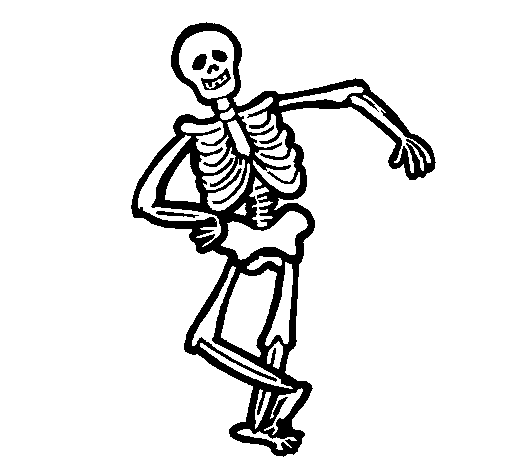 Desenho Esqueleto contente pintado por Moderadora Piu