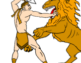 Desenho Gladiador contra leão pintado por Pedroalex