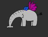 Desenho Elefante com asas pintado por leticia