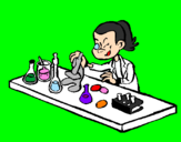 Desenho Técnico de laboratório pintado por cientista