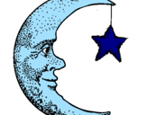Desenho Lua e estrela pintado por keiza