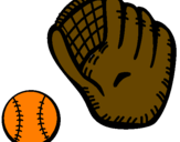 Desenho Luva de basebol e bola pintado por julia vecci