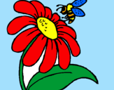 Desenho Margarida com abelha pintado por marina