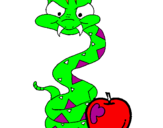 Desenho Serpente e maçã pintado por lucas