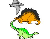 Desenho Três classes de dinossauros pintado por sam