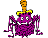 Desenho Aranha com chapéu pintado por aranha pri
