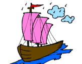 Desenho Barco veleiro pintado por gabriela