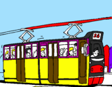Desenho Eléctrico com passageiros pintado por Eurico