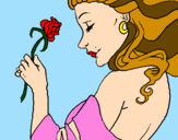 Desenho Princesa com uma rosa pintado por poof