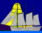 Desenho Veleiro de três mastros pintado por Talma