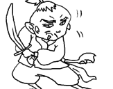 Desenho Guerreiro com espada pintado por carol
