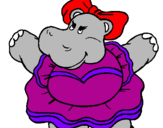 Desenho Hipopótamo com laço pintado por michelle