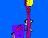Desenho Dentes e escova de dentes pintado por kedma