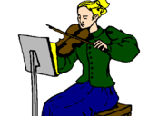 Desenho Dama violinista pintado por rita faial