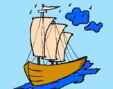 Desenho Barco veleiro pintado por Rafael p