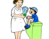 Desenho Enfermeira e menino pintado por SERGIO