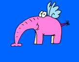 Desenho Elefante com asas pintado por Rafa