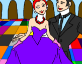 Desenho Princesa e príncipe no baile pintado por leticia