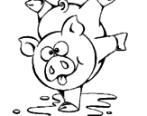 Desenho Porco a brincar pintado por porquinho