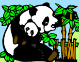Desenho Mamã panda pintado por rita barradas