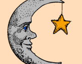 Desenho Lua e estrela pintado por sarita