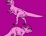Desenho Tricerátopo e tiranossauro rex pintado por lais