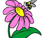 Desenho Margarida com abelha pintado por nina