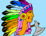 Desenho Índio com grandes plumas pintado por Marina