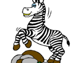 Desenho Zebra a saltar pedras pintado por Ladybird