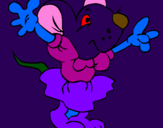 Desenho Rata com vestido pintado por maria eduarda