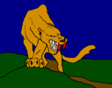Desenho Tigre com dentes afiados pintado por allan