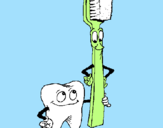 Desenho Dentes e escova de dentes pintado por laura