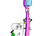 Desenho Dentes e escova de dentes pintado por MARI