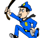 Desenho Polícia a correr pintado por rabson