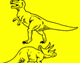 Desenho Tricerátopo e tiranossauro rex pintado por VICTOR