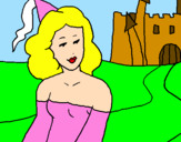 Desenho Princesa e castelo pintado por Bárbara