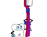 Desenho Dentes e escova de dentes pintado por Janaina
