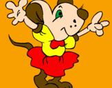 Desenho Rata com vestido pintado por ieda
