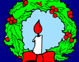 Desenho Coroa de natal e uma vela pintado por caio