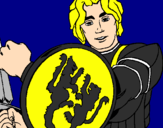 Desenho Cavaleiro com escudo de leão pintado por qq