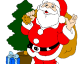 Desenho Santa Claus e uma árvore de natal pintado por Bernardo