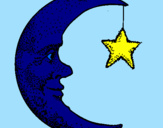 Desenho Lua e estrela pintado por jéssika