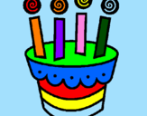 Desenho Tarte com velas pintado por aniversário de joao vitor