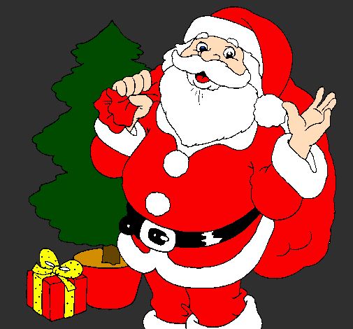 Santa Claus e uma árvore de natal