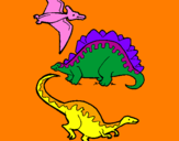 Desenho Três classes de dinossauros pintado por icaro