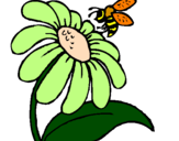 Desenho Margarida com abelha pintado por rosangela