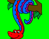 Desenho Serpente pendurada numa árvore pintado por Davi