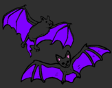 Desenho Um par de morcegos pintado por nenê